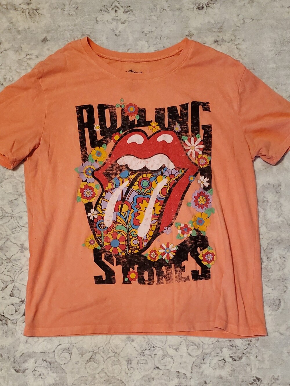 Rolling Stones Women's M Oversized T-Shirt Coral Multi